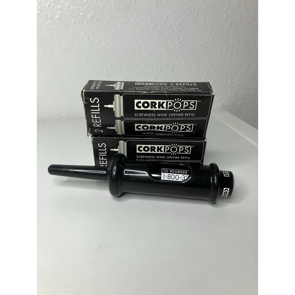 Cork Pops Screwless Wine Bottle Opener Plus 3 Total Refill Cartridges
